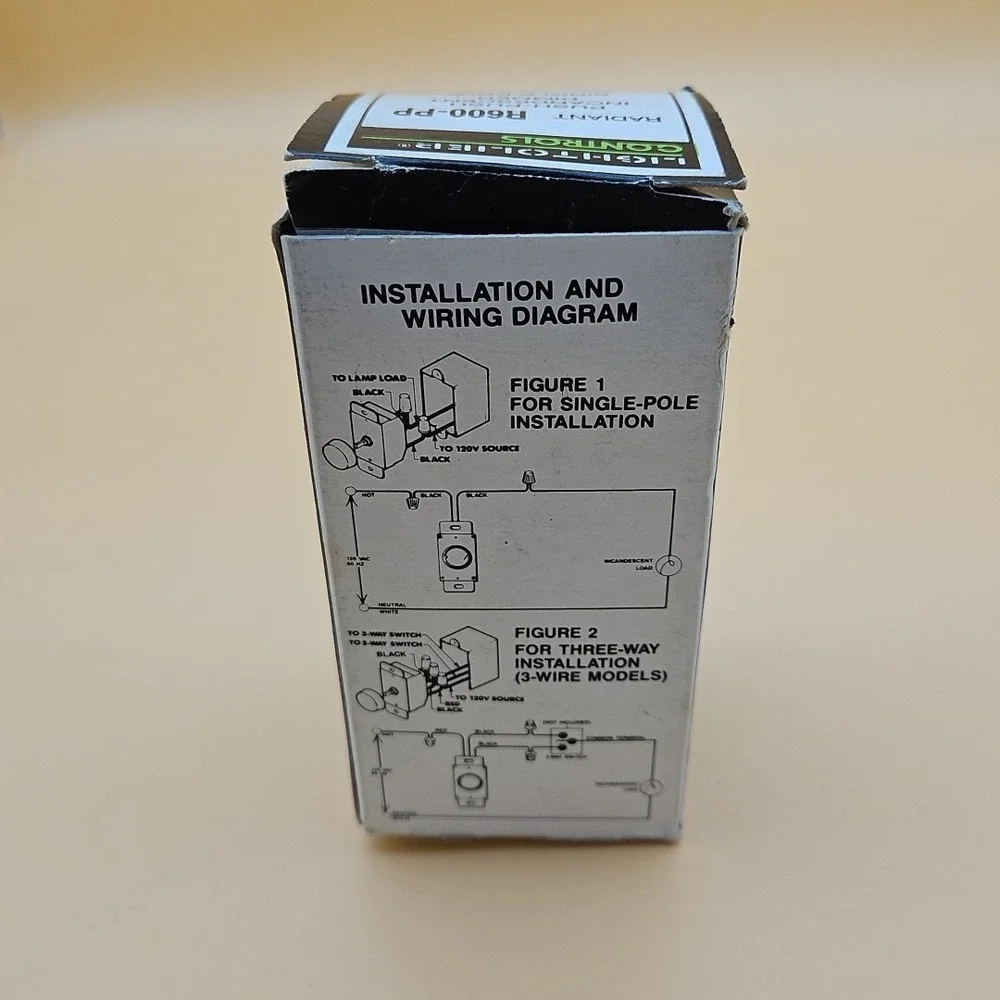 Lightolier Radiant R600-PP Push Incandescent Dimmer Single Pole New Vintage